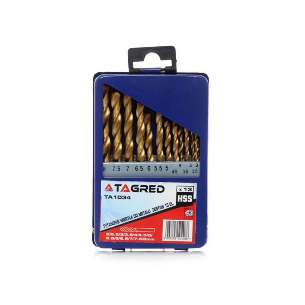 Набір свердл по металу TAGRED TA1034, 13 шт