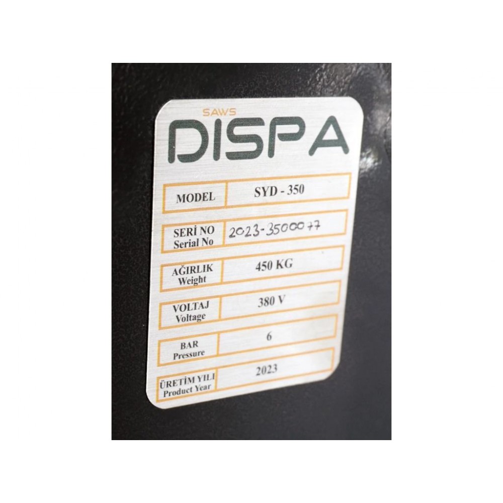 Напівавтоматична дискова пила з подвійним пневмо-затиском Dispa Makina S-YD350 - фото 6 Напівавтоматична дискова пила з подвійним пневмо-затиском Dispa Makina S-YD350 - фото 6