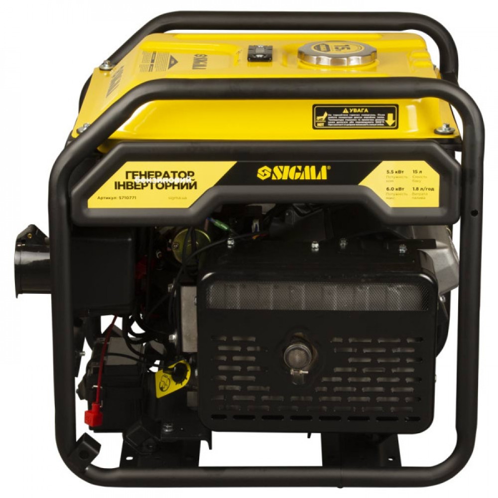 Генератор інверторний бензиновий 220В 5.5/6.0кВт 15л 4-х тактний з виведенням під АВР SIGMA - фото 1 Генератор інверторний бензиновий 220В 5.5/6.0кВт 15л 4-х тактний з виведенням під АВР SIGMA - фото 1