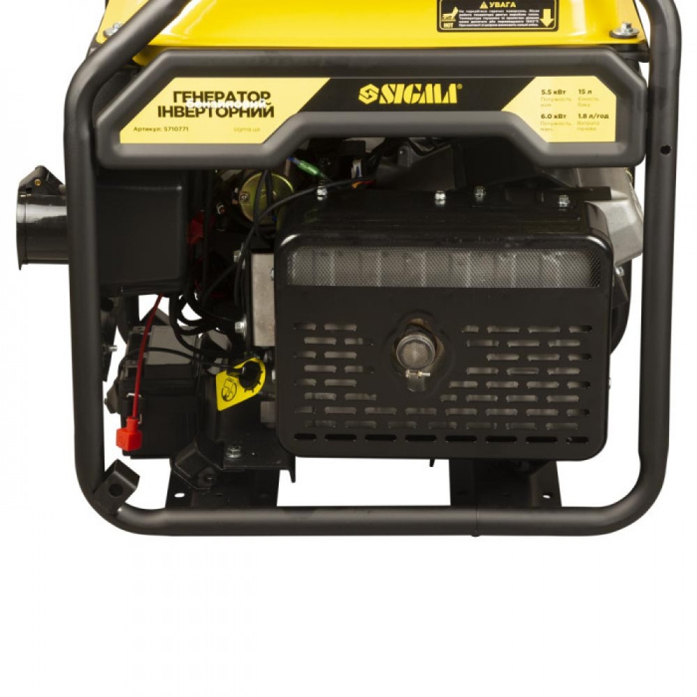 Генератор інверторний бензиновий 220В 5.5/6.0кВт 15л 4-х тактний з виведенням під АВР SIGMA - фото 2 Генератор інверторний бензиновий 220В 5.5/6.0кВт 15л 4-х тактний з виведенням під АВР SIGMA - фото 2