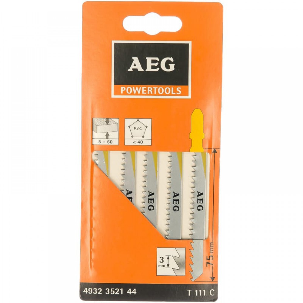 Пилка по дереву T111C (5 шт; 75 мм) для лобзика AEG 4932352144 - фото 1 Пилка по дереву T111C (5 шт; 75 мм) для лобзика AEG 4932352144 - фото 1