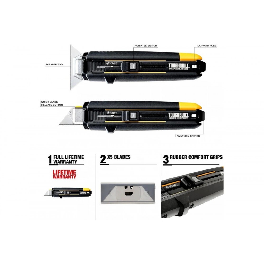 Ніж-скребок універсальний ToughBuilt (TB-H4S5-01) - фото 4 Ніж-скребок універсальний ToughBuilt (TB-H4S5-01) - фото 4