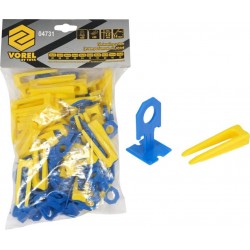Кліпси і клини для викладання керамічної плитки VOREL : 2 мм, t≤ 14 мм. 50 + 50 шт.