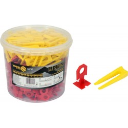 Кліпси і клини для викладання керамічної плитки VOREL : 3 мм, t≤ 14 мм. 300 + 100 шт.