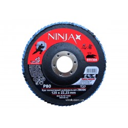 Круг пелюстковий шліфувальний NINJA Zirconium TM VIROK Т27 125х22 мм Р80 Al Inox Steel