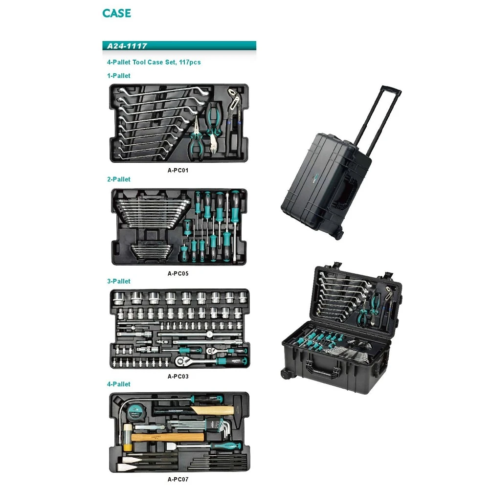 Набір інструменту Whirlpower A24-1117 117 од. в пластиковому ящику на колесах - фото 1 Набір інструменту Whirlpower A24-1117 117 од. в пластиковому ящику на колесах - фото 1