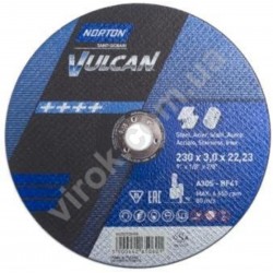 Диск відрізний по металу і нержавіючій сталі NORTON VULCAN Ø=230х22.2 мм t=3 мм