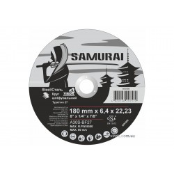 Круг шліфувальний по металу A30S-BF27  SAMURAY ТМ "VIROK"; Ø= 180 х 22.23 мм, t= 6.4 мм