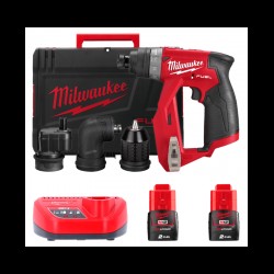 Дриль-шурупокрут акумуляторний MILWAUKEE, M12 FDDXKIT-202X, 34 Нм (+ зар.пр., 2 акум. Х2Аг, 4 насад.