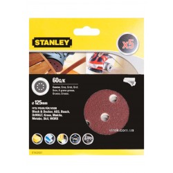 Папір шліфувальний круглий STANLEY 125 мм P60 5 шт