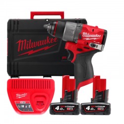 Дриль-шурупокрут акумуляторний MILWAUKEE, M12 FDD2-402X (+ заряд.пристрій, 2 акум., HD кейс)