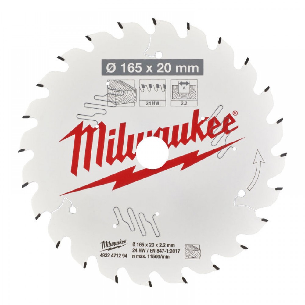 Диск пиляльний PFTE MILWAUKEE, O165х20х2,2мм, 24 зуб. - фото 1 Диск пиляльний PFTE MILWAUKEE, O165х20х2,2мм, 24 зуб. - фото 1