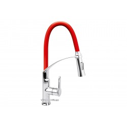 Змішувач води для раковини "FLEXIBLE-2" FALA з гнучкою червоною лійкою і регулюванням потоку води 60 см