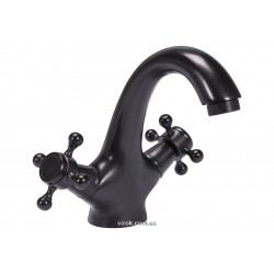 Змішувач води FALA для умивальника "RETRO BLACK 1" з 2-ма вентлями