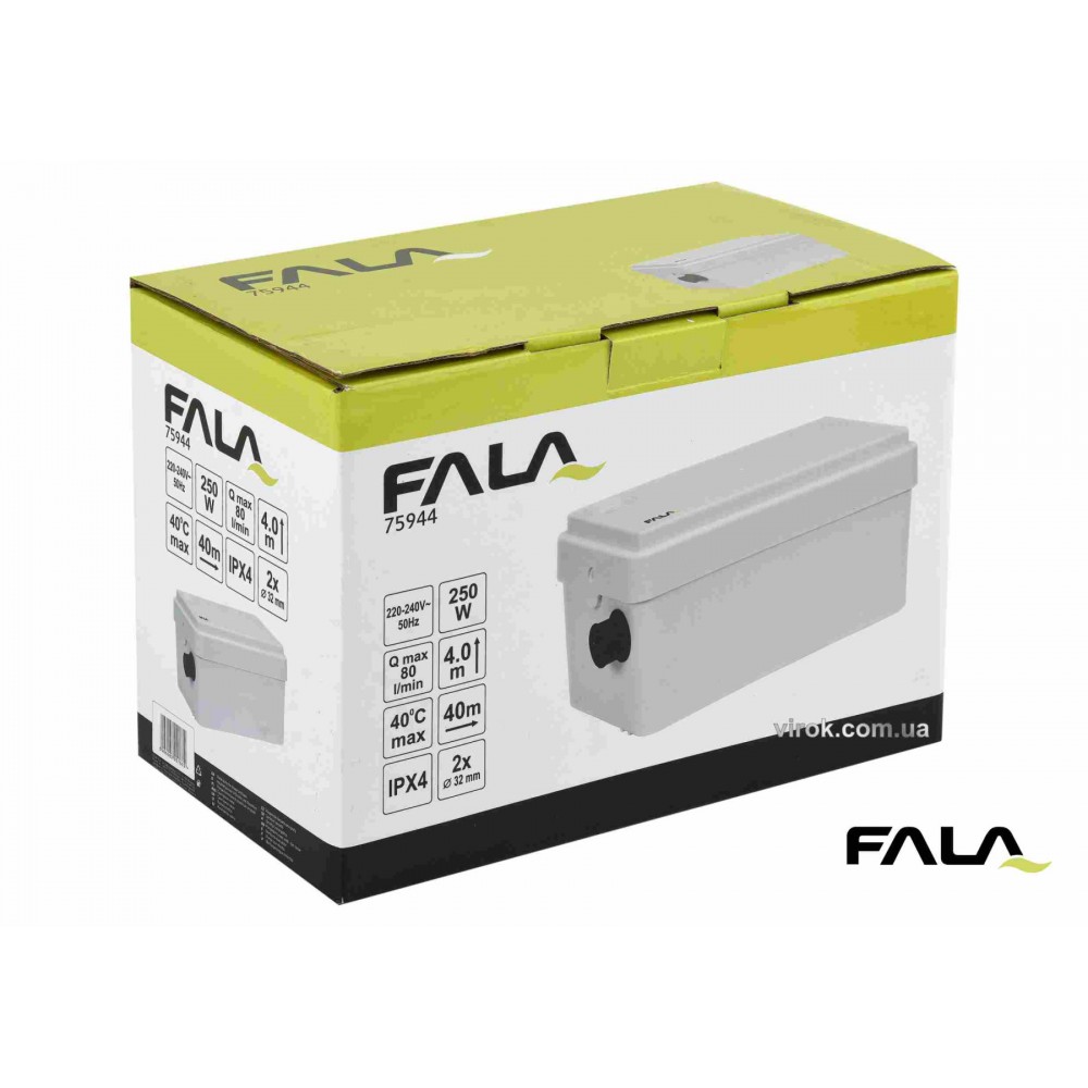 Помпа до каналізаційних стоків душа і вмивальника мережева FALA 250 Вт на висоту 4 м 80 л/хв - фото 2 Помпа до каналізаційних стоків душа і вмивальника мережева FALA 250 Вт на висоту 4 м 80 л/хв - фото 2