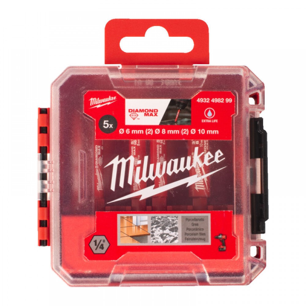 Набір алмазних свердлів Diamond Max для керамічної плитки MILWAUKEE в ложементі (5 шт.) - фото 3 Набір алмазних свердлів Diamond Max для керамічної плитки MILWAUKEE в ложементі (5 шт.) - фото 3