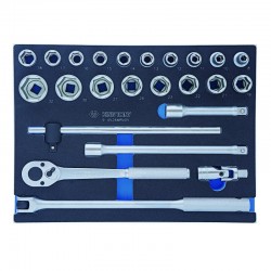 Набір торцевих головок 1/2\" 24 одиниць з принаддям Набір торцевих головок 1/2\" 24 одиниць з принаддям