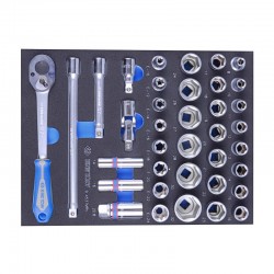 Набір торцевих головок 1/2\" з принаддям ложемент, 37 одиниць Набір торцевих головок 1/2\" з принаддям ложемент, 37 одиниць