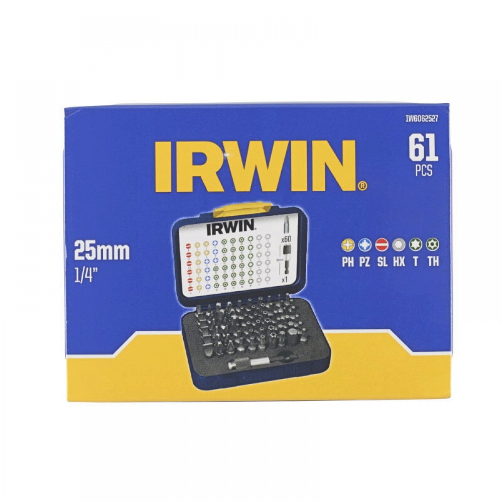 Набір викруток Irwin, змішаний, 25 мм, 61 предмет, включая держатель отверток. - фото 1 Набір викруток Irwin, змішаний, 25 мм, 61 предмет, включая держатель отверток. - фото 1