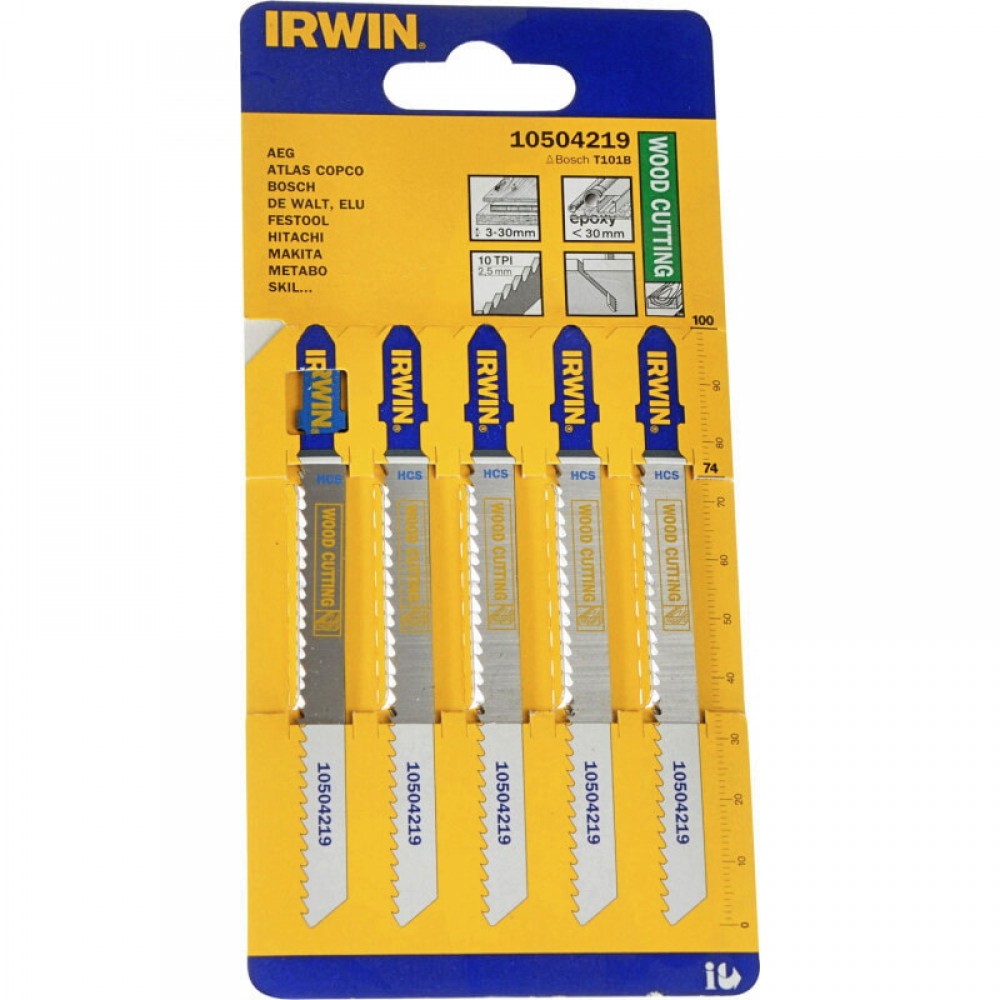 Пилка для лобзика по дереву T101B 5шт., IRWIN - фото 1 Пилка для лобзика по дереву T101B 5шт., IRWIN - фото 1