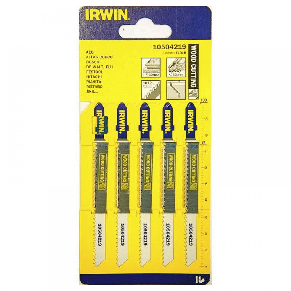 Пилка для лобзика по дереву T101B 5шт., IRWIN - фото 2 Пилка для лобзика по дереву T101B 5шт., IRWIN - фото 2