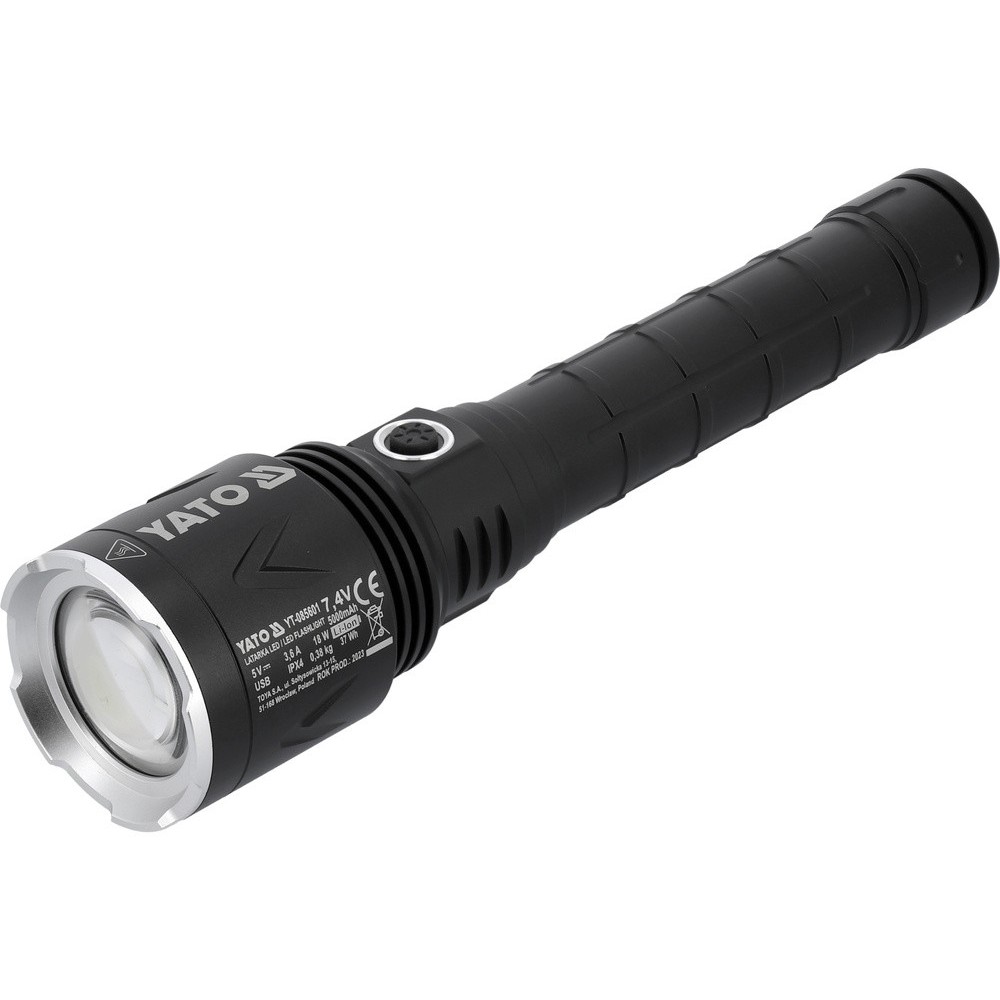 Ліхтар LED-діодний акумул. YATO Li-Ion 7.4 В, 5 АГод, режими 8000/4500/1150 Lm, заряджання від USB - фото 1 Ліхтар LED-діодний акумул. YATO Li-Ion 7.4 В, 5 АГод, режими 8000/4500/1150 Lm, заряджання від USB - фото 1