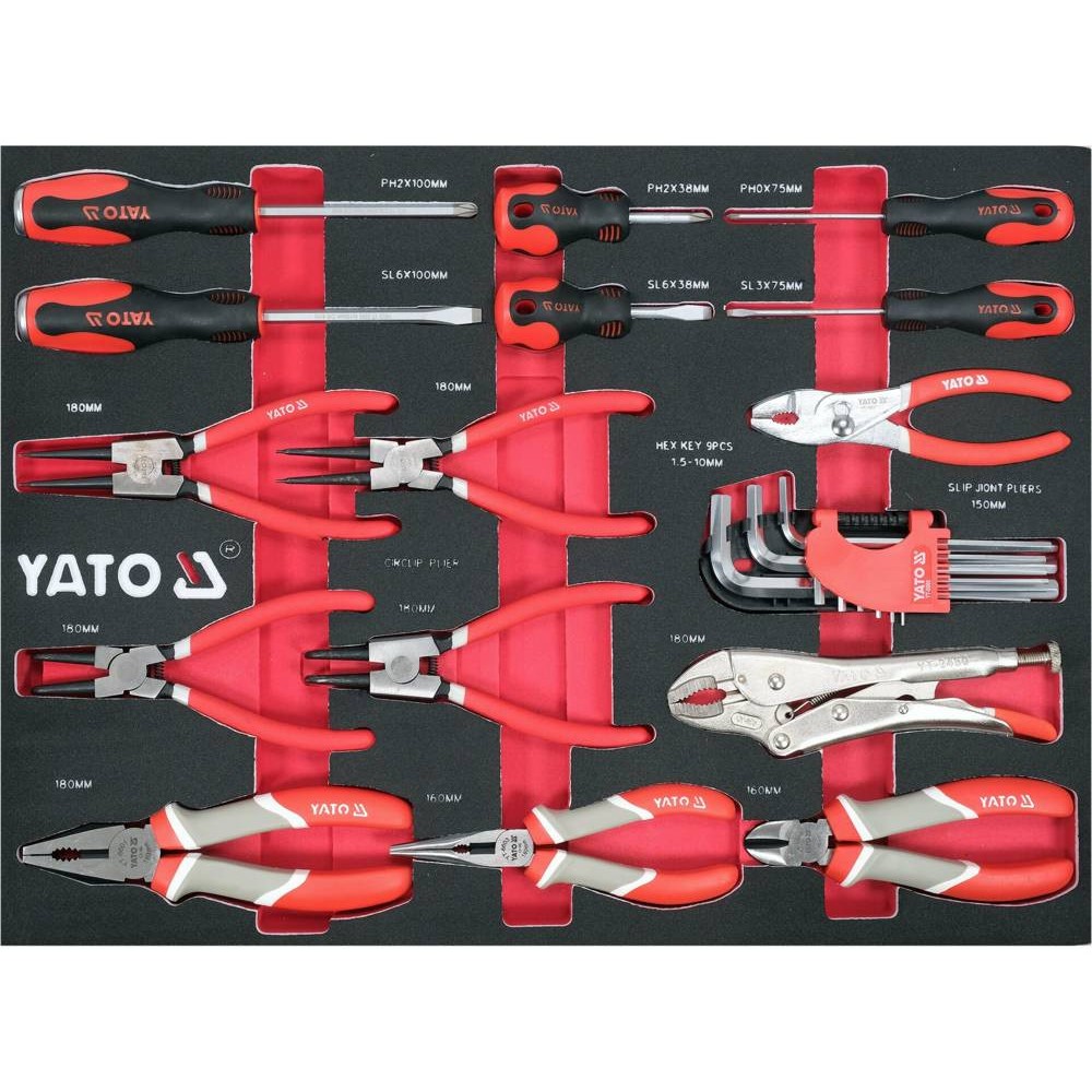 Шафа з інструментами YATO, на колесах, 7 шуфляд, 977x 725x 480 мм, набір 157 елем. - фото 10 Шафа з інструментами YATO, на колесах, 7 шуфляд, 977x 725x 480 мм, набір 157 елем. - фото 10