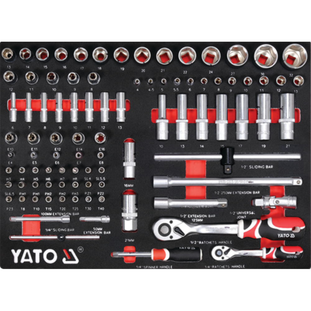 Шафа з інструментами YATO, на колесах, 7 шуфляд, 977x 725x 480 мм, набір 157 елем. - фото 11 Шафа з інструментами YATO, на колесах, 7 шуфляд, 977x 725x 480 мм, набір 157 елем. - фото 11