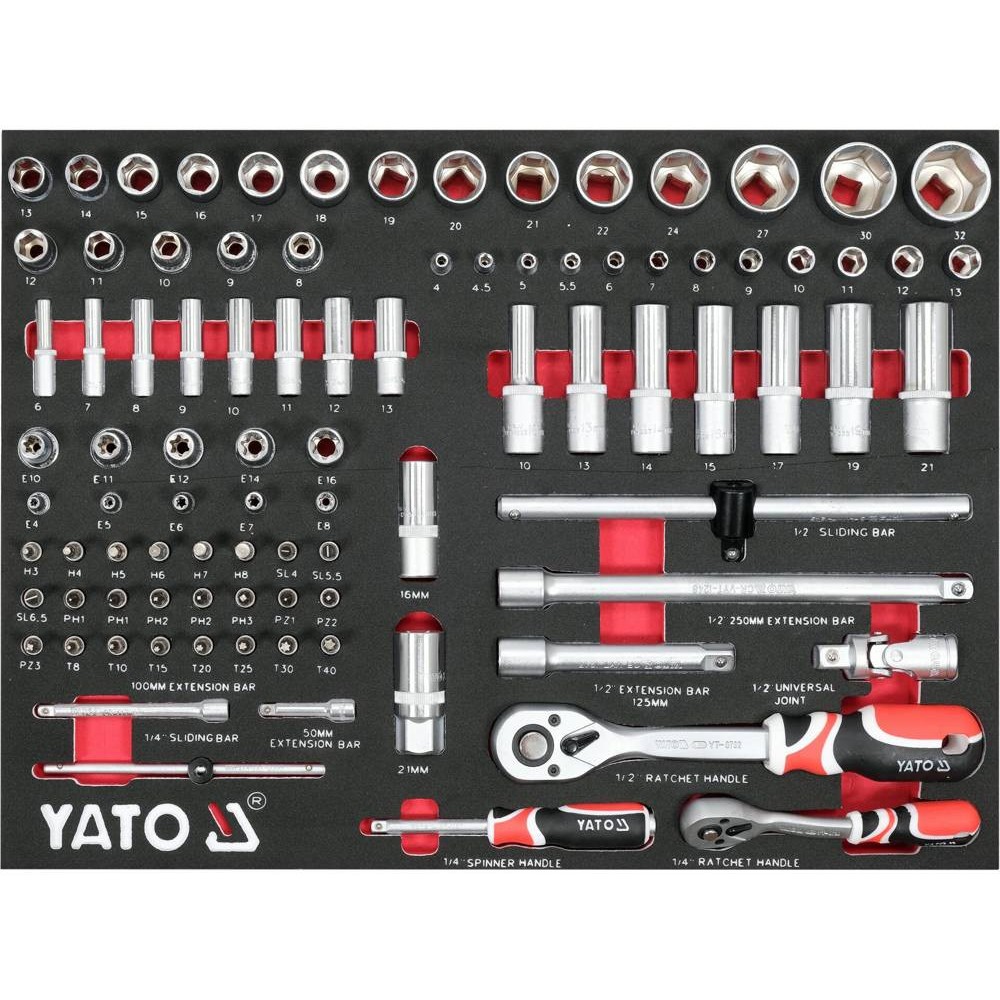 Шафа з інструментами YATO, на колесах, 7 шуфляд, 977x 725x 480 мм, набір 157 елем. - фото 8 Шафа з інструментами YATO, на колесах, 7 шуфляд, 977x 725x 480 мм, набір 157 елем. - фото 8