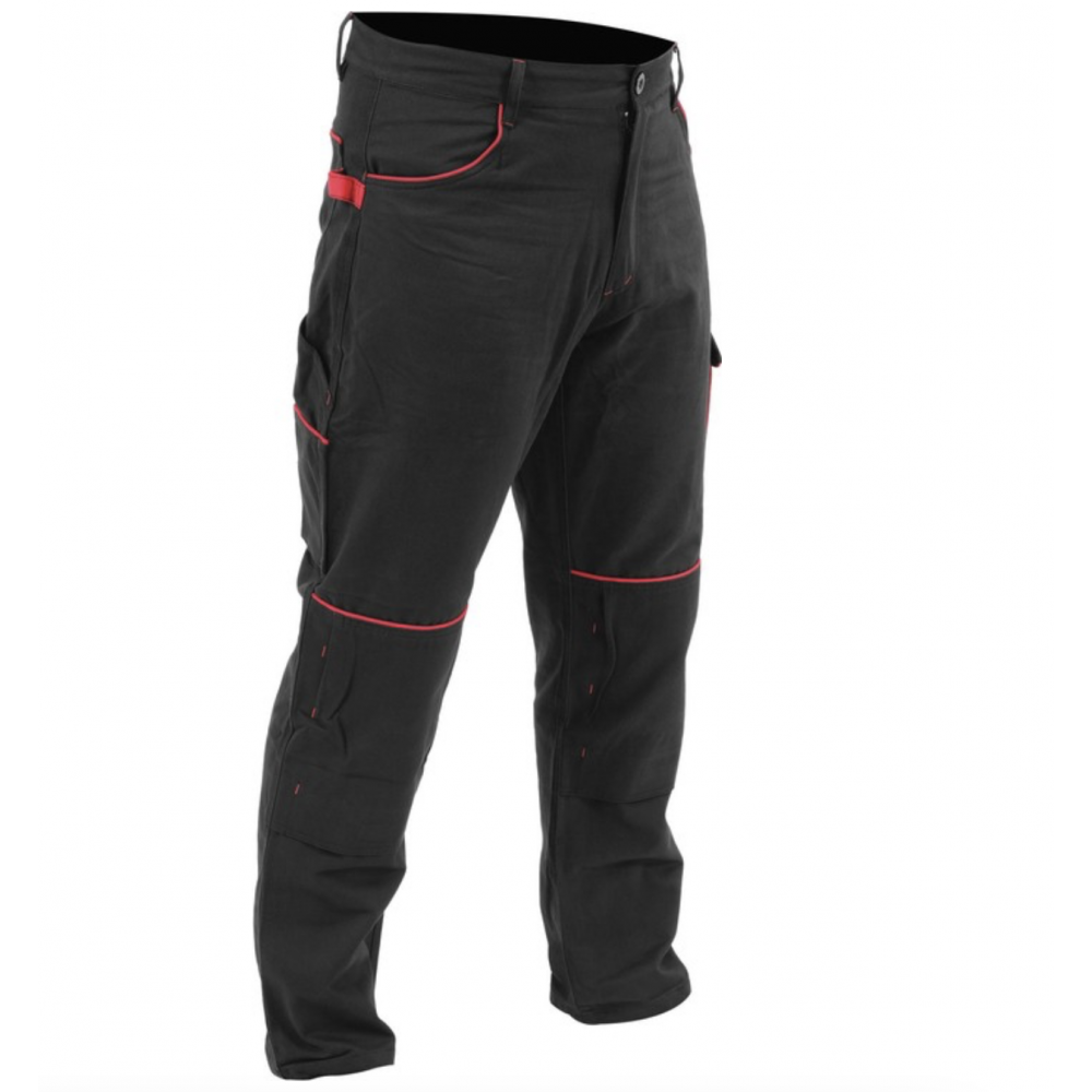 Штани робочі COMFY YATO розмір L, чорно-червоні, 7 кишень, 100% бавовна
