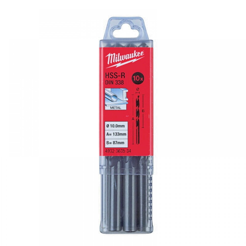 Свердло по металу HSS-R MILWAUKEE DIN338, діаметр10,0мм, (10шт) - фото 1 Свердло по металу HSS-R MILWAUKEE DIN338, діаметр10,0мм, (10шт) - фото 1