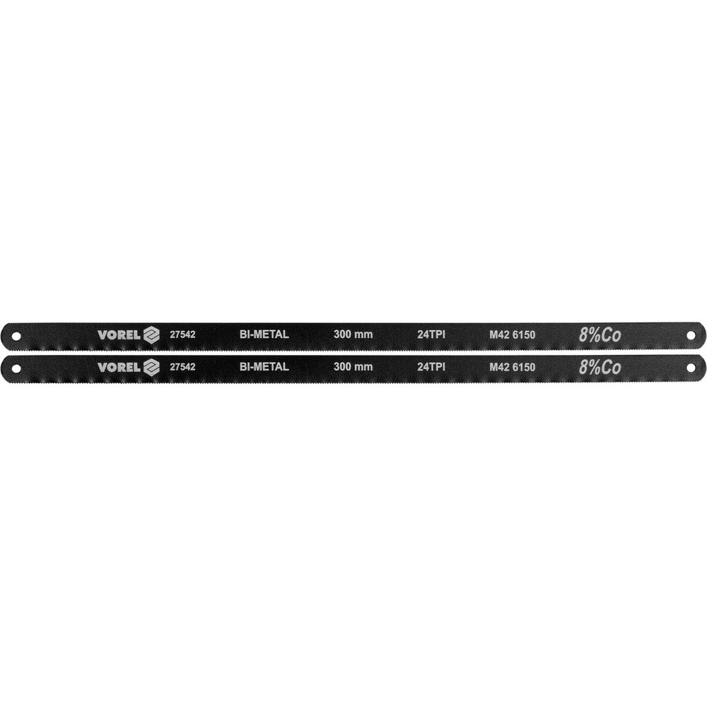 Полотно різальне по металу BI-метал VOREL M42+CrV6150+Co8%, 300х12,6х0,65 мм, 24 зуби/1", паков. 2шт