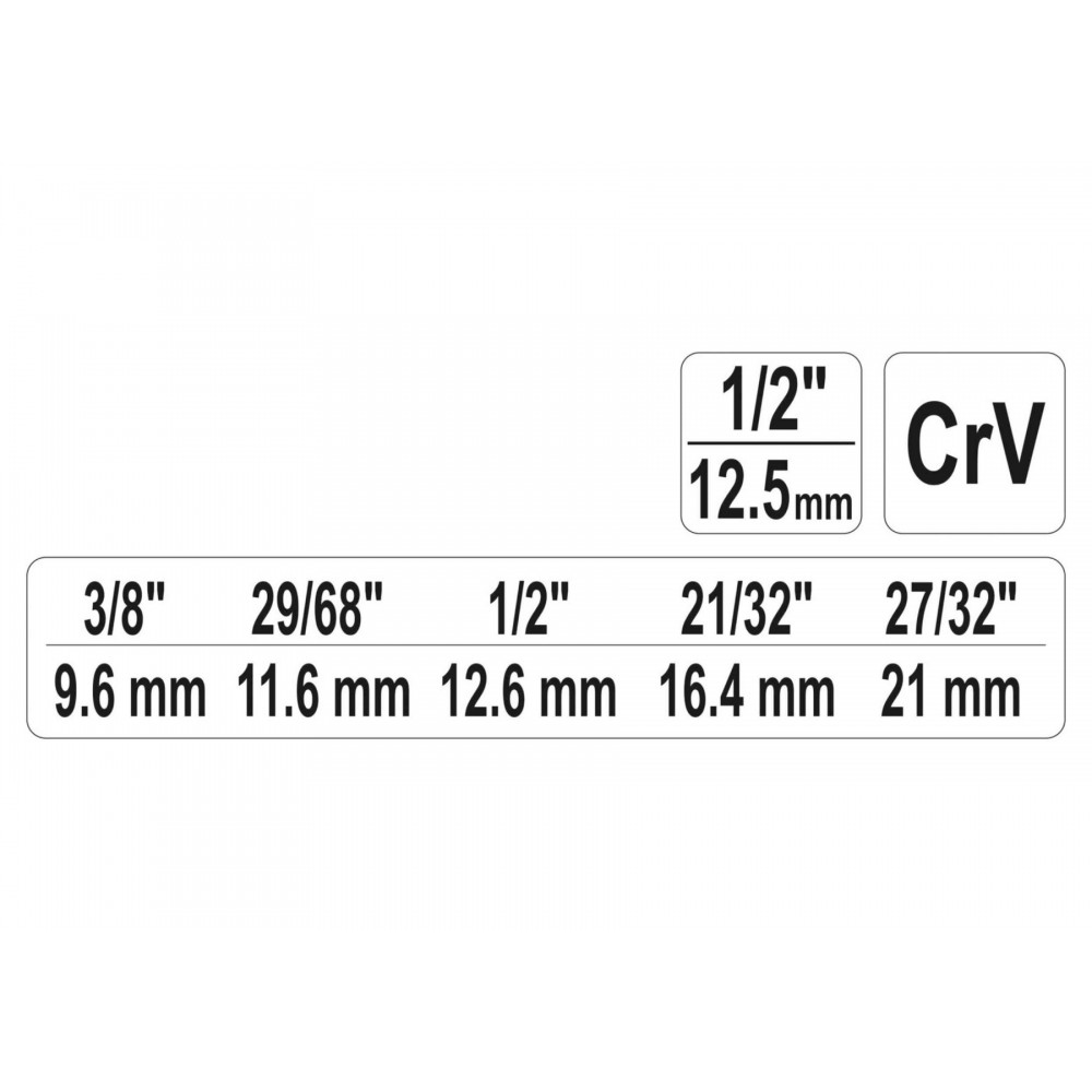 Ключ ступеневий YATO 1/2" до головок 3/8" 29/68" 1/2" 21/32" 27/32" Cr-V - фото 3 Ключ ступеневий YATO 1/2" до головок 3/8" 29/68" 1/2" 21/32" 27/32" Cr-V - фото 3