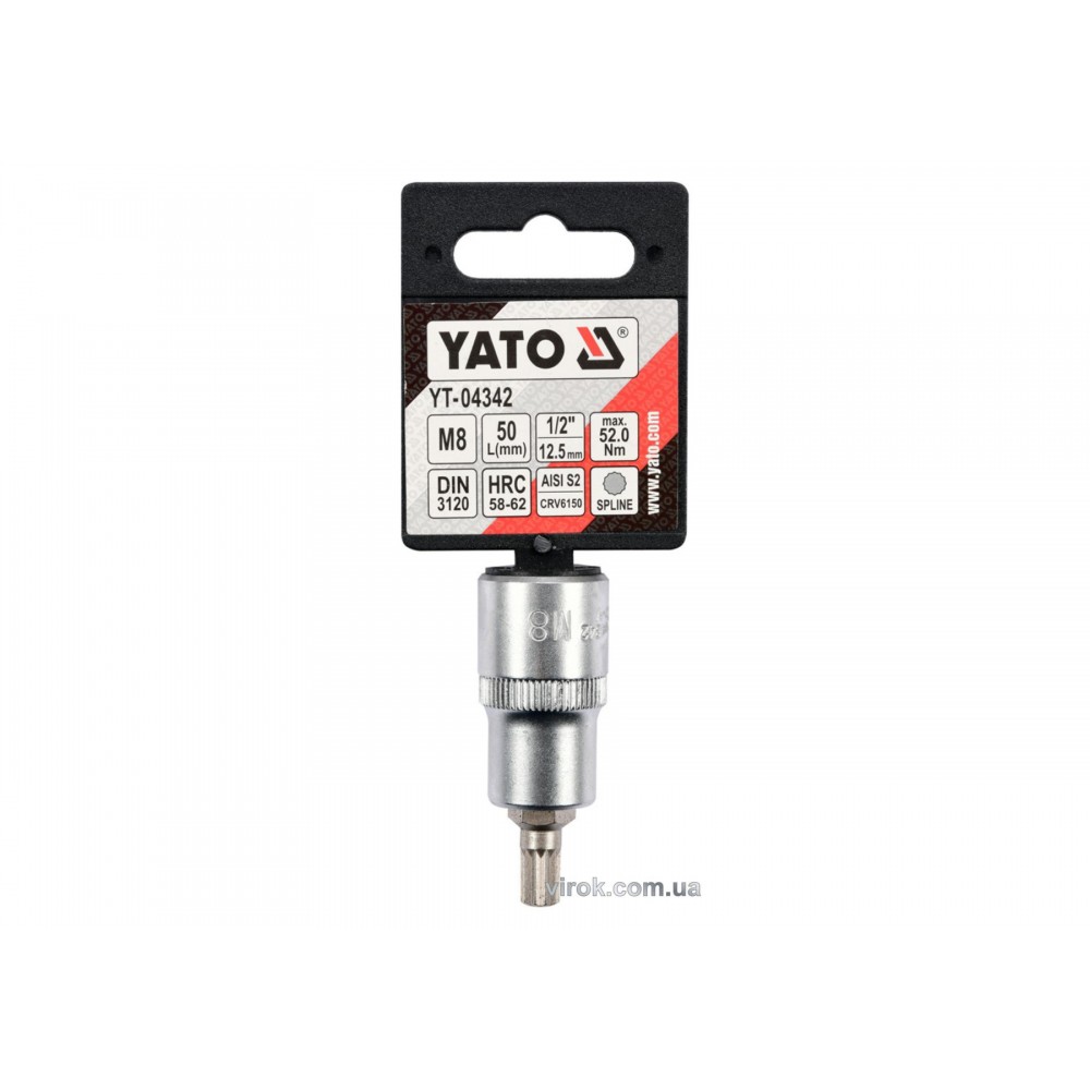 Головка торцева з насадкою викрутковою SPLINE YATO 1/2" М8 х 55 мм - фото 2 Головка торцева з насадкою викрутковою SPLINE YATO 1/2" М8 х 55 мм - фото 2