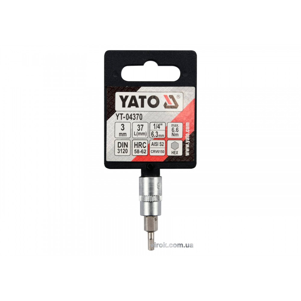 Головка торцева з викрутковою насадкою HEX YATO 1/4" H3 x 37 мм - фото 2 Головка торцева з викрутковою насадкою HEX YATO 1/4" H3 x 37 мм - фото 2