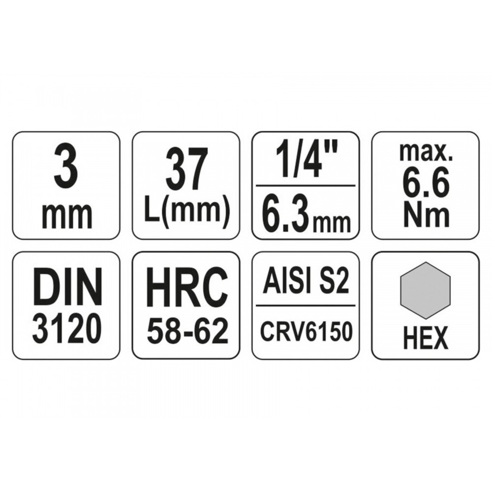Головка торцева з викрутковою насадкою HEX YATO 1/4" H3 x 37 мм - фото 3 Головка торцева з викрутковою насадкою HEX YATO 1/4" H3 x 37 мм - фото 3