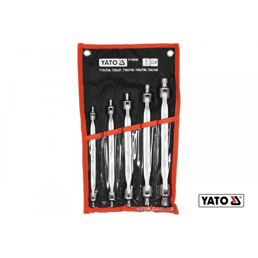 Набір ключів TORX двосторонніх на шарнірах YATO Т15-Т60 Cr-V 5 шт - фото 2 Набір ключів TORX двосторонніх на шарнірах YATO Т15-Т60 Cr-V 5 шт - фото 2