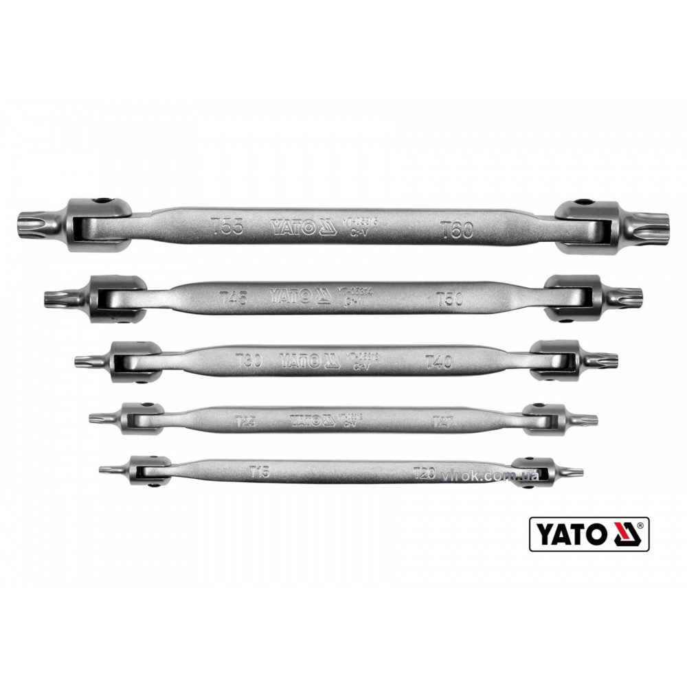 Набір ключів TORX двосторонніх на шарнірах YATO Т15-Т60 Cr-V 5 шт - фото 1 Набір ключів TORX двосторонніх на шарнірах YATO Т15-Т60 Cr-V 5 шт - фото 1