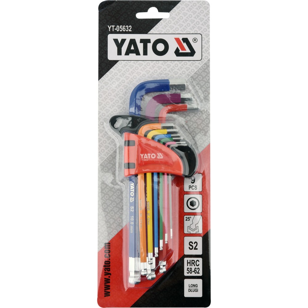 Ключі шестигранні Г-подібні з кулькою YATO М1.5-10 мм - фото 3 Ключі шестигранні Г-подібні з кулькою YATO М1.5-10 мм - фото 3