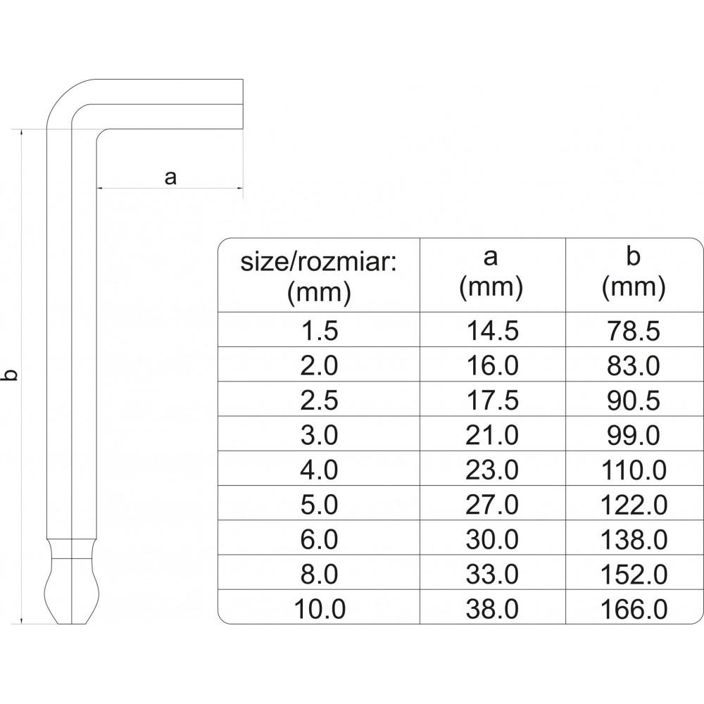 Ключі шестигранні Г-подібні з кулькою YATO М1.5-10 мм - фото 2 Ключі шестигранні Г-подібні з кулькою YATO М1.5-10 мм - фото 2