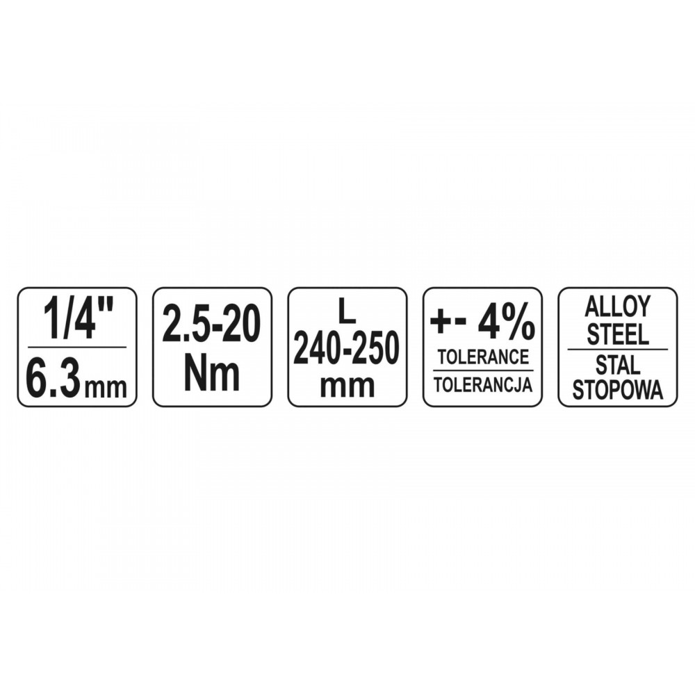 Ключ динамометричний YATO 1/4" 2.5-20 Нм 240-250 мм в футлярі - фото 4 Ключ динамометричний YATO 1/4" 2.5-20 Нм 240-250 мм в футлярі - фото 4