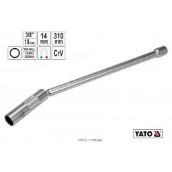 Ключ для свічок запалу дванадцятигранний магнітний YATO 3/8" М14 x 310 мм Cr-V