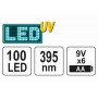 Ліхтар ультрафіолетовий з окулярами для перевірки банкнот YATO 100 LED 6 x AA 395 нм - фото 7