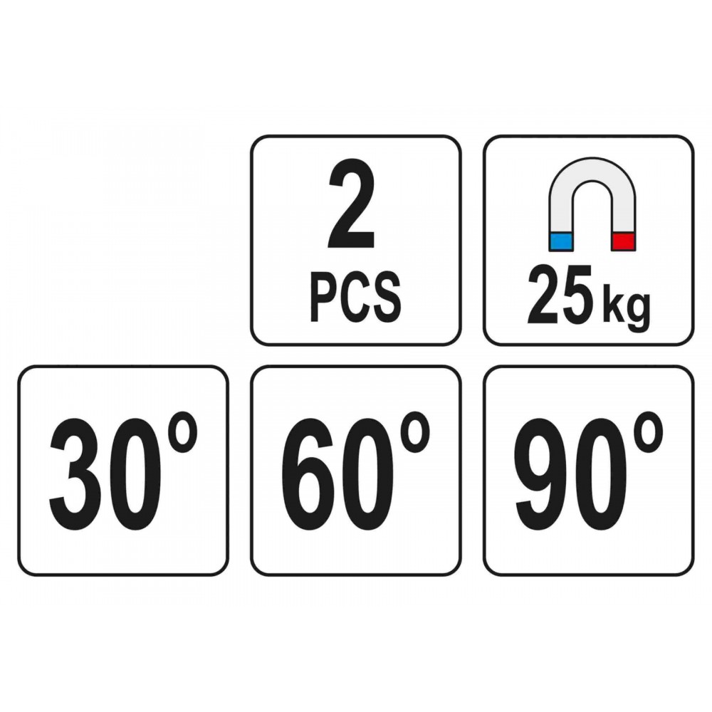 Магнітні кутники для зварювання YATO 30°, 60°, 90° 25 кг 2 шт - фото 3 Магнітні кутники для зварювання YATO 30°, 60°, 90° 25 кг 2 шт - фото 3