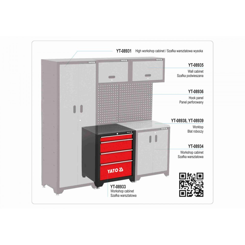Шафа для майстерні YATO 4 шухляди 660 x 457 x 863 мм - фото 4 Шафа для майстерні YATO 4 шухляди 660 x 457 x 863 мм - фото 4