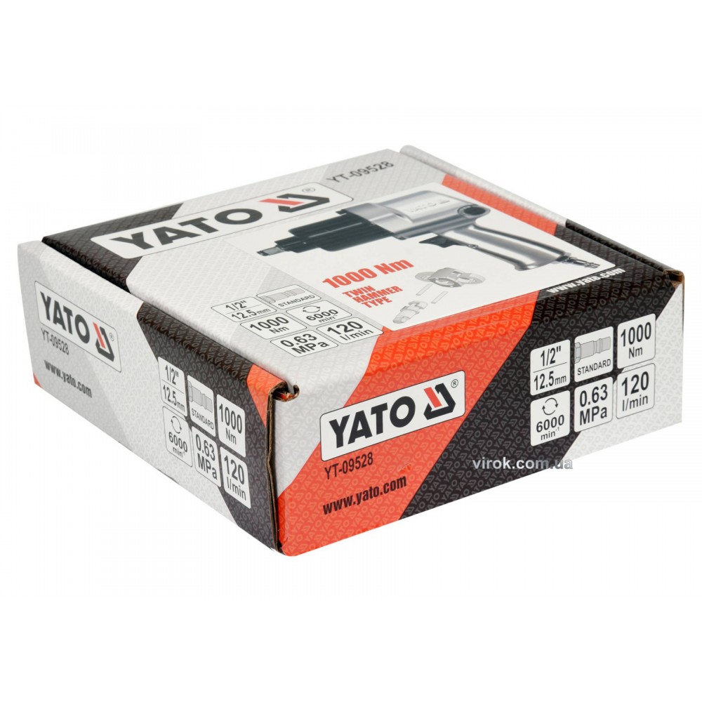 Гайковерт ударний пневматичний YATO 1/2" 1000 Нм 6.3 бар 120 л/хв - фото 3 Гайковерт ударний пневматичний YATO 1/2" 1000 Нм 6.3 бар 120 л/хв - фото 3