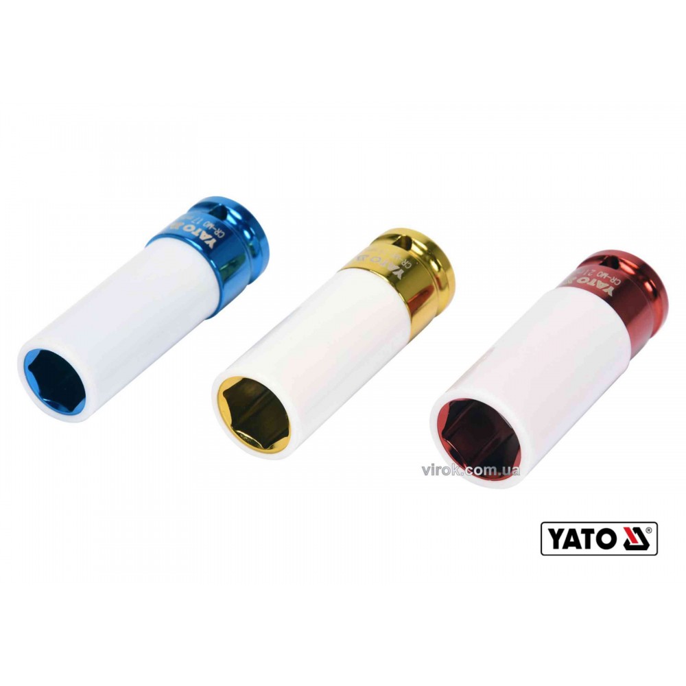 Головки торцеві ударні для алюмінієвих дисків YATO 1/2" 17/19/21 мм 3 шт - фото 1 Головки торцеві ударні для алюмінієвих дисків YATO 1/2" 17/19/21 мм 3 шт - фото 1