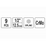 Набір насадок викруткових ударних SPLINE YATO 1/2" M4-M16 CrMo 9 шт + кейс - фото 5