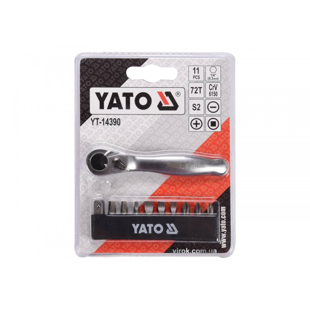 Набір насадок викруткових з тріщаткою YATO 1/4" 25 мм 11 шт - фото 2 Набір насадок викруткових з тріщаткою YATO 1/4" 25 мм 11 шт - фото 2