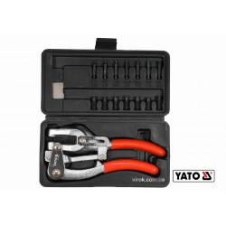 Кліщі для проколювання отворів YATO в листовому металі ≤ 1 мм 14 насадок Ø=2-7 мм 16 шт + кейс Кліщі для проколювання отворів YATO в листовому металі ≤ 1 мм 14 насадок Ø=2-7 мм 16 шт + кейс